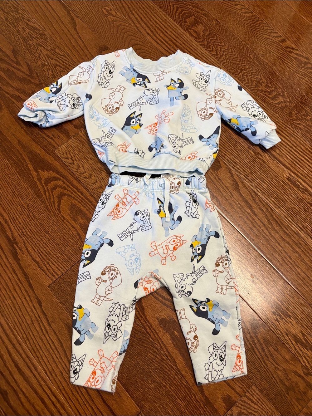 Toddler Blue & White Character Matching Set - Comfortable Two-Piece Outfit